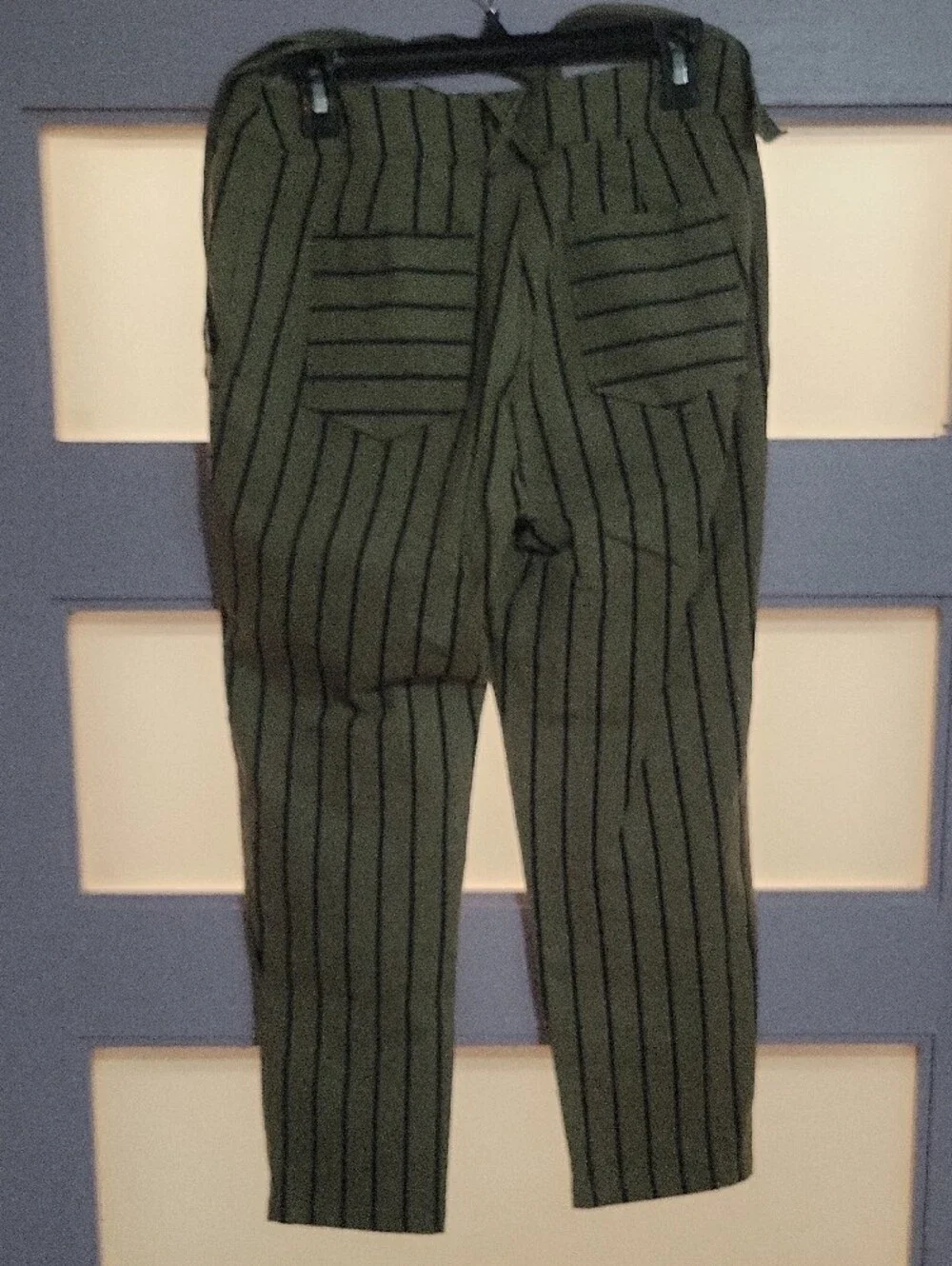 Mod Ref Olive Green and Black Striped Capris